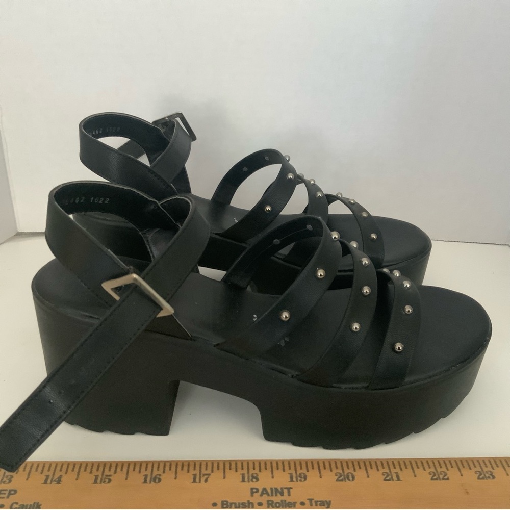Black Studded Platform Sandals - Women - Picture 3 of 8